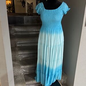 Seven islands M gauzy Ombre Turquoise dress